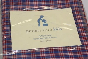 Pottery Barn Kids Plaid Basket Liner Red White Blue Size Large NEW - Picture 1 of 4
