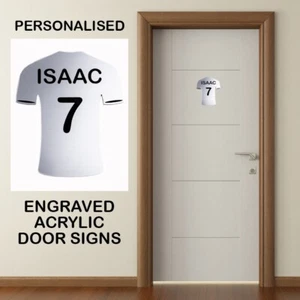 Personalised Football Shirt Door Sign Kids Bedroom Sign Children's Name Plaque - Picture 1 of 3