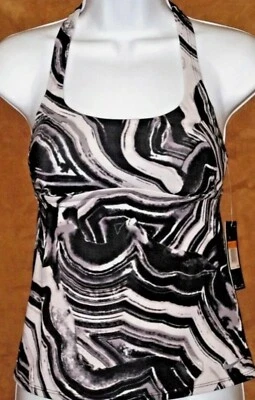 Nike Swim Top Black Grey Marble Swirl Tankini sz Medium NESS8220-001 - Image 1 of 4