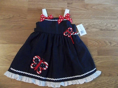 NEW w/Tag Sophie Rose Red White Blue July 4th Patriotic Butterfly 24 Mos Dress - Image 1 of 4