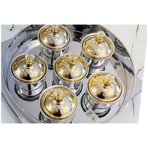 SERVING TRAY & SIX DISHES || SILVER - Picture 1 of 8