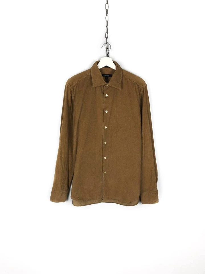 Camisa DKNY veludo marrom com botões tamanho M - Imagem 1 de 4
