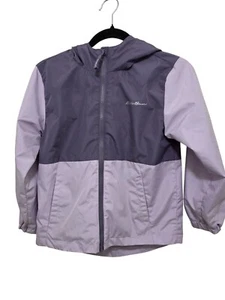 Eddie Bauer Girls Lightweight Waterproof Wing Breaker Jacket Hood Lavender Size - Picture 1 of 10