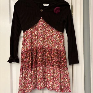 Rare Edition Sweater Girl's Dress Size 10. Faux 2 Piece. Boho Look Ruffle Dress - Picture 1 of 8