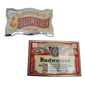 Budweiser Beer Metal Enamel Belt Buckles Vintage Pair Anheuser Busch Collectabl - Picture 1 of 7