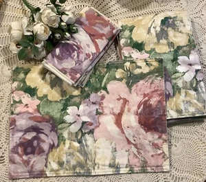 8pc Bloomcore pastel watercolor style pink lavender floral 4 placemats 4 napkins - Picture 1 of 12