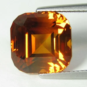 9.88Cts Natural Fantastic Citrine 12mm Emerald Cut Collection Gem Ref Video - Picture 1 of 5