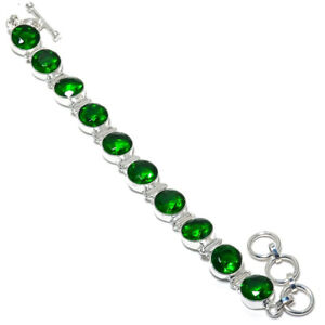 Green Chrome dipopside Gemstone Silver Plated Jewelry Bracelet 7-8"
