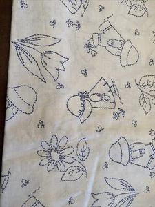2 Yards Boy, Girl, Tulip Daisy Blue Running Stitched Fabric Two 1 Yard Pieces - Picture 1 of 4
