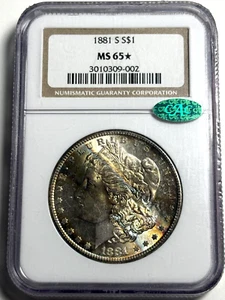 1881 S Toned Morgan $💎💎NGC MS 65* Star & CAC💎💎RARE MONSTER 💎💎( SEE VIDEO ) - Picture 1 of 11