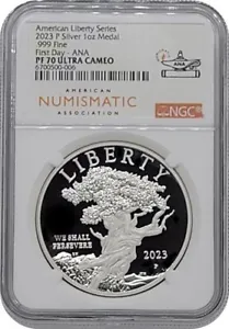 2023-P American Liberty Series Silver Medal NGC PF70 FDOI ANA Signed Gibson SKU1 - Picture 1 of 4