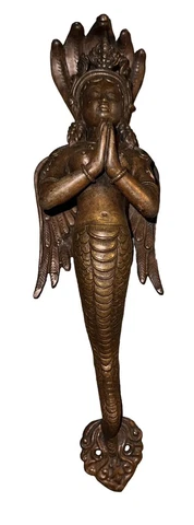 Mermaid Brass Handle Snake Goddess Winged Naag Kanya Door Cover