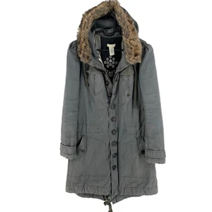 DIESEL Grey Hooded 100% Cotton Parka Coat Jacket Size L - Picture 1 of 11