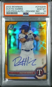 Autógrafo refractor naranja Bowman Dustin Harris 2022 /25 PSA 10 gemas como nuevo - Imagen 1 de 2