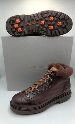Santoni Marrón Cuero Caído Bota de Senderismo con Piel - Talla UK 11 EU 45 US 12 Foto 1 de 4