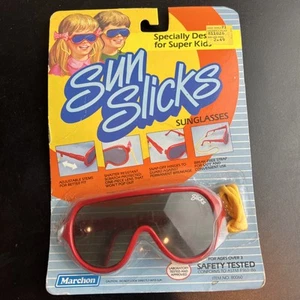 Vtg Sun Slick Sunglasses Blocks UV Ray's 1987 Break Free Strap Adjustable KID - Picture 1 of 4