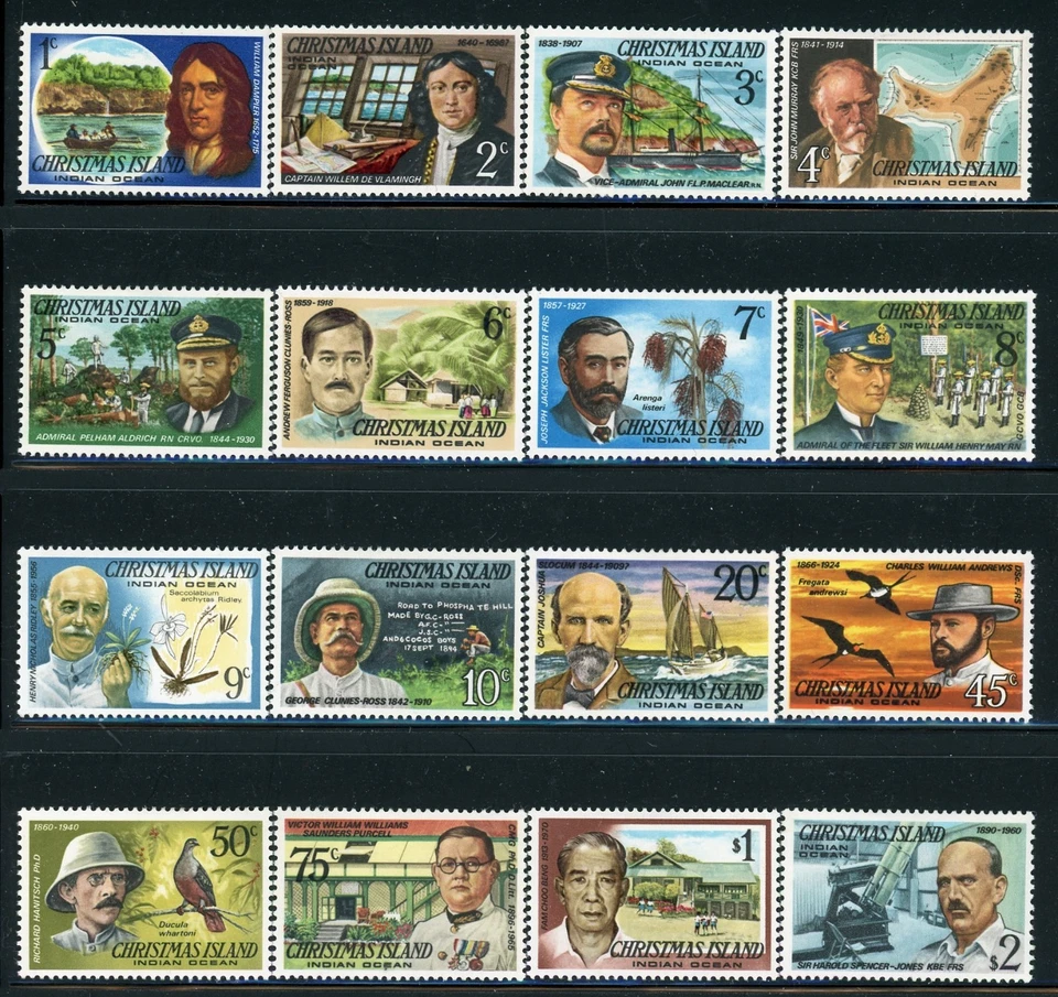 CHRISTMAS ISLAND 69-84 SG67-82 MH 1977-78 известных посетителей набор из 16 CV$8 - Изображение 1 из 1