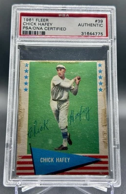 Chick Hafey Signed 1961 Fleer PSA/DNA Autograph - HOF Cardinals Reds (d. 1973) - Image 1 of 4