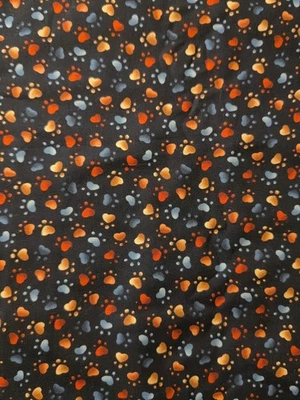 Hi-Fashion Fabrics CAT- C2097 Pawprint On Black - Cotton Fabric By The Yard