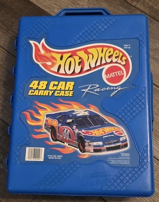 Vintage Hot Wheels Mattel 48 Car Hard Carry Case Racing Blue 44 Dale Earnhardt - Image 1 of 4