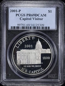 2001-P $1 Proof US Capitol Visitor Center Commem Silver Dollar PCGS PR 69 DCAM - Picture 1 of 4