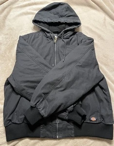 Men's Cotton Jacket Size L Black Coat Dickies - Picture 1 of 14