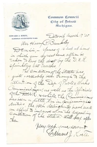 DETROIT MI 1905 Edward J. Korte Letter – City Council Public Works Complaints - Picture 1 of 2