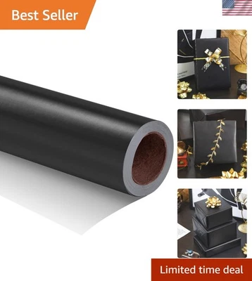 Rolo de papel de embrulho luxuoso preto fosco - Perfeito para aniversários e casamentos - Imagem 1 de 4