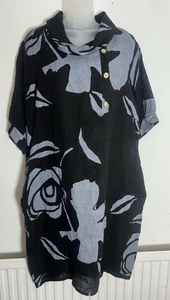 New Linen Tunic Dress Plus Size 14/16 Made in Italy - Picture 1 of 2