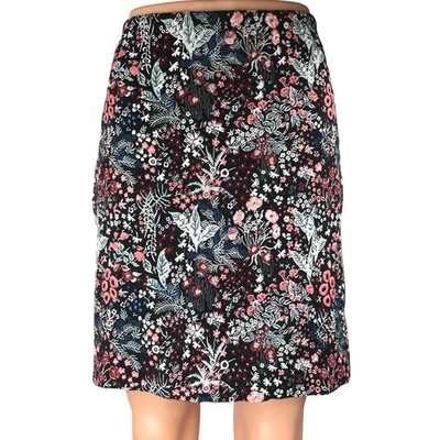 Minifalda lápiz cintura alta floral multicolor negra para mujer H&M talla 12  Foto 1 de 4