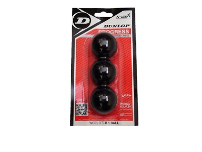 3 DUNLOP PROGRESS IMPROVER LEVEL SQUASH BALLS WSF AP - image 1 of 2