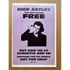 RICK ASTLEY FREE MEMORABILIA original music press advert from 1991 - these vinta