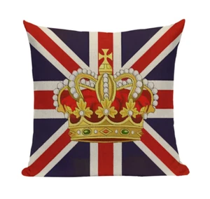 United Kingdom Crown Flag L13 Cushion Pillow Cover UK Union Jack Europe Royalty - Picture 1 of 5