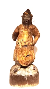 Escultura china de madera del rey guardián de la dinastía Ming - Imagen 1 de 18