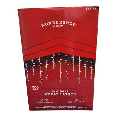 Wondershop Multicolor Icicle Lights Christmas String Light White Wire 300 Bulb - Image 1 of 4
