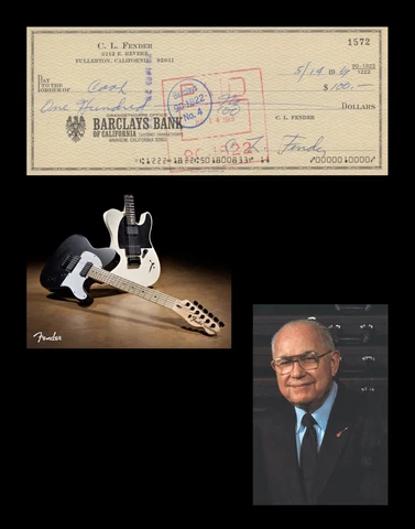 CLARENCE LEO FENDER Autographed Signed Check Document Guitar Amp Music Rock Cover