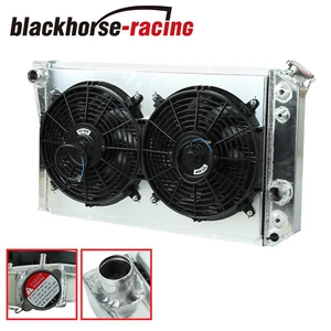FOR 82-02 CHEVY S10 BLAZER 84-90 CORVETTE V8 3 ROW ALUMINUM RADIATOR+FAN SHROUD - Picture 1 of 11
