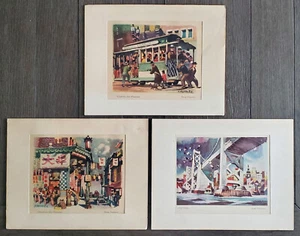 3 Beautiful Dong Kingman Prints - San Francisco Bay Bridge, Chinatown, Turntable - Picture 1 of 5