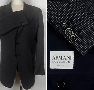 Armani Collezioni Italy Black & Gray Box Weave Wool Blazer Sport Coat 46R - Picture 1 of 22