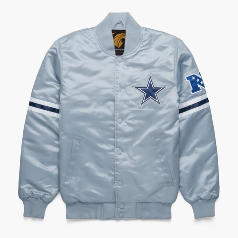 Classic NFL Dallas Cowboys Vintage style Satin Varsity Jacket Embroidery logos Cover