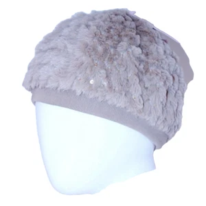BETSEY JOHNSON KIDS GIRLS BEIGE SEQUIN FAUX FUR WINTER HAT BERET XS (2-4) - Picture 1 of 1