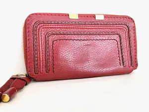 Chloe Marcie Long Wallet Zip Around  tassel Red Purse Auth - Picture 1 of 23