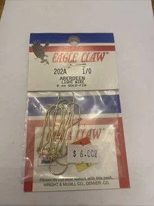 Eagle Claw 202A #1/0 8Ct Gold Aberdeen Hooks - Picture 1 of 1