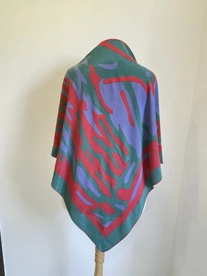 Y2#Lanvin залить Nestlé шелковый шарф красный зеленый абстрактный смелый печать ограниченного тиража - Изображение 1 из 4