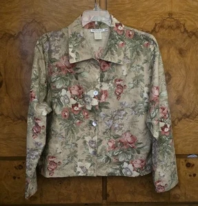 KRISTA KOEPPE ~ WOMENS FLORAL SHELL BUTTON COTTON JACKET ~ 2X - Picture 1 of 7