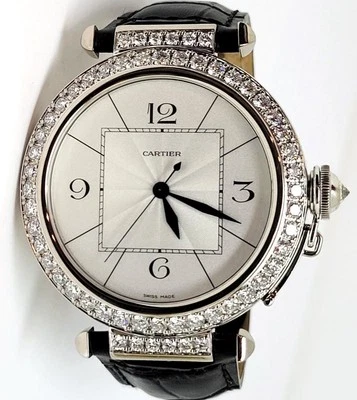 Unisex 18k White Gold CARTIER PASHA With Diamonds Automatic Watch Ref 2727* 42mm - Image 1 of 4