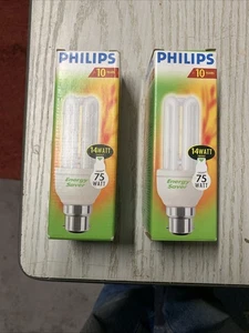 2 x Philips Energiesparlampen B22 14W -75W großes Bajonett 800 Lumen () - Bild 1 von 3
