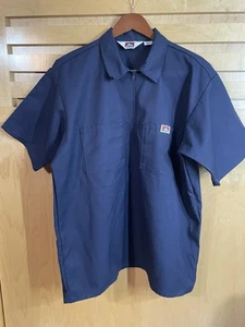 Ben Davis Men’s 1/3 Zip Shirt Cotton/Polyester Blend Size XL Navy Blue Made USA - Picture 1 of 10