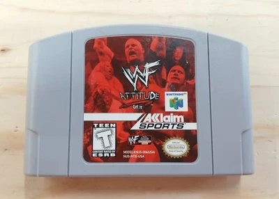 WWF Attitude Nintendo 64 N64 Probado Funcionando Auténtico 1997 Videojuego De Colección Foto 1 de 3