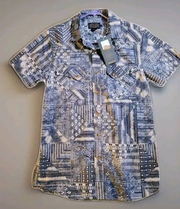 NWT PENDLETON LARAMIE SHORT SLEEVE SHIRT Pearl Snap,BLUE BANDANA Aztec Men Small - Picture 1 of 6